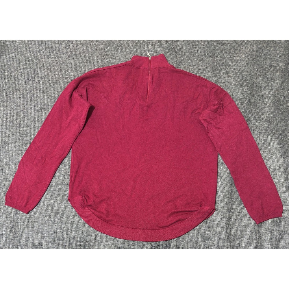 Cyrus Womens Large Sweater Red Mock Neck Zip Back Hi-Low C821701A